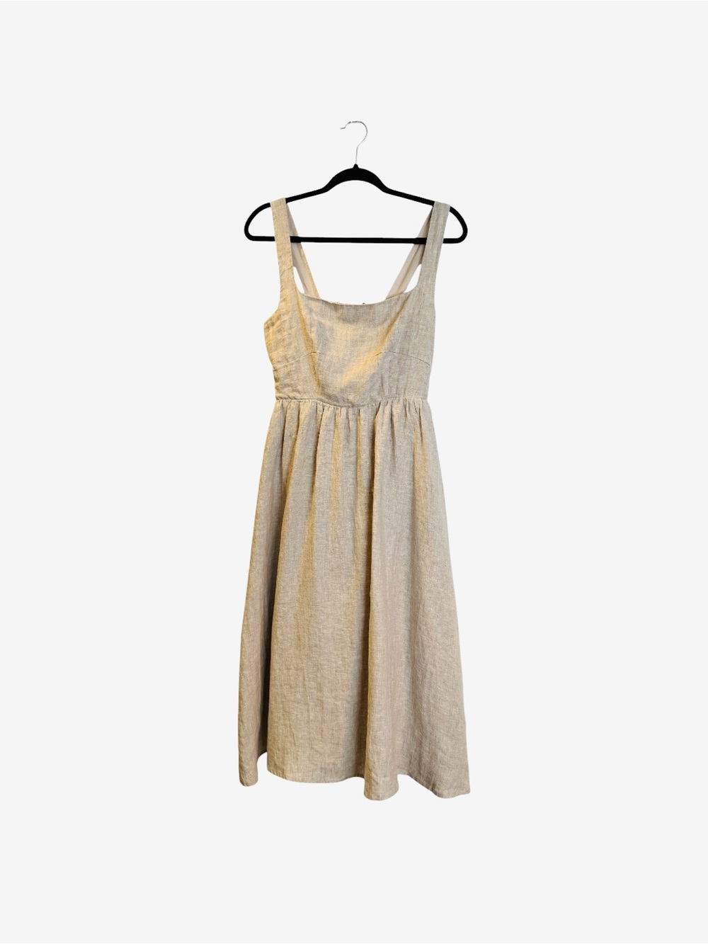 Quince 100% European Linen Fit & Flare Midi Dress Flax Beige Neutral Size Medium - Picture 4 of 16